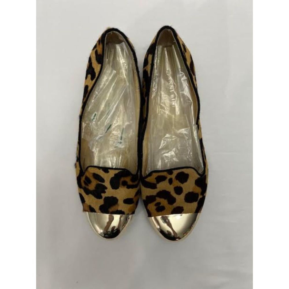 Gianni Bini Woman's Leopard Calf Hair Capped Toe Slip On Flats Shoe  Size 7.5